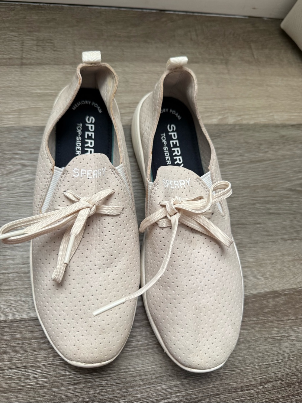 Sperry Women's Light Beige Perforated Slip-On Sneakers